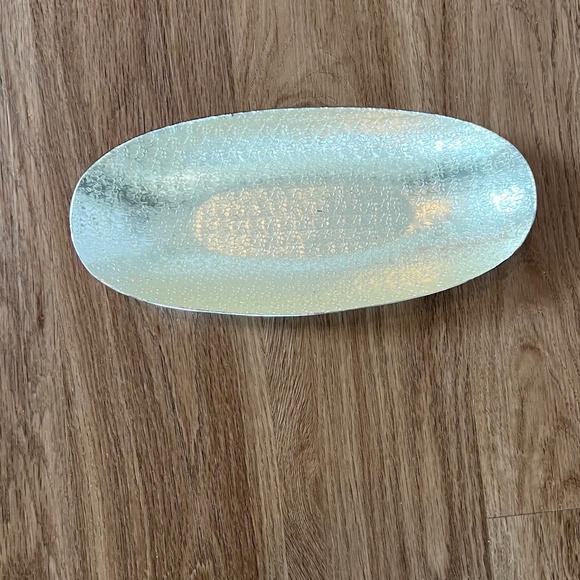 Crate & Barrell Silver Oval Decorative Tray - Picture 1 of 2